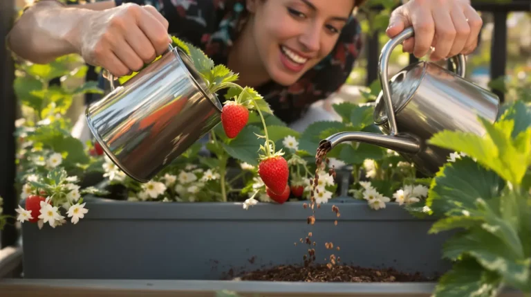 Les fraisiers donnent de plus gros fruits si je les arrose au printemps avec cet ingrédient de cuisine